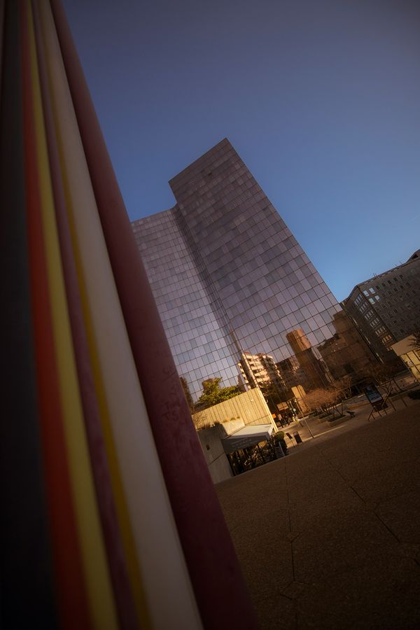 La Défense, reflets de fin de journée